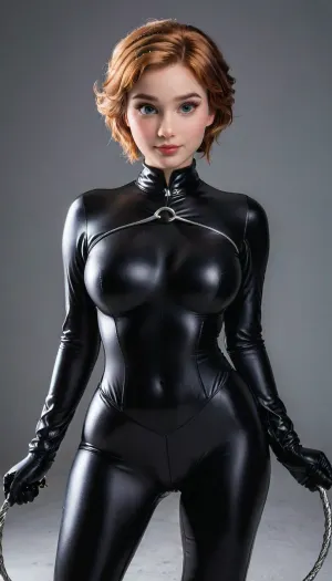 Anna Elsa, the voluptuous redhead woman with perfect white skin and symmetrical eyes, is known as the most beautiful volouptous girl on the internet. Her perfect breasts are covered by a tight full-body suit that shows off her