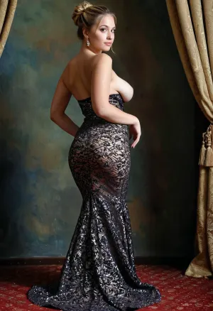The woman in the picture is wearing a stunning, 32g open big beautiful natural braids wearing elegant tall A woman dressed in a stunning, 32g open big beautiful natural burlesque that clings to her figure, showcasing her intricately designed