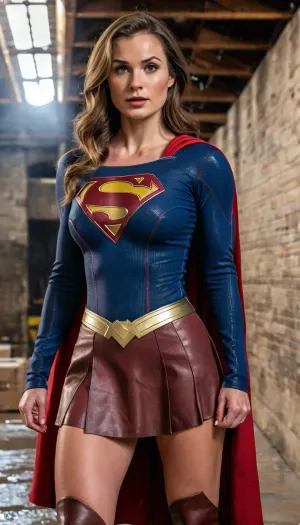 Uma mulher em seus 20 anos, com um grande busto e corpo atlético, usa uma minissaia vermelha sexy e botas de salto alto. Ela está no túnel do esgoto, tirando fotos de si mesma com seu smartphone. De repente, ela ouve um barulho