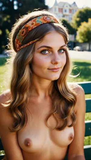 The photo captures the hippie woman from 1966 with a cigarette in her mouth, radiating a seductive retro charm