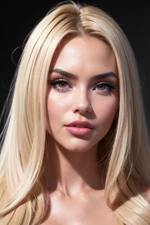 L'ultra bimbo avec la peau de la plus haute qualité, les lèvres ultra scintillantes, et la peau de verre parfaite pose pour une photo dans un bikini à une fête. Elle avait des extensions de cheveux très détaillées et portait un maquillage de haute qualité. Ses lèvres étaient