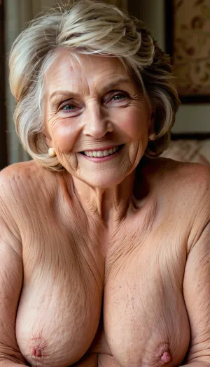 L'intelligenza artificiale ha generato un'immagine di una donna anziana con seni e viso rugoso, con lunghe tette vuote che hanno appeso alle ginocchia