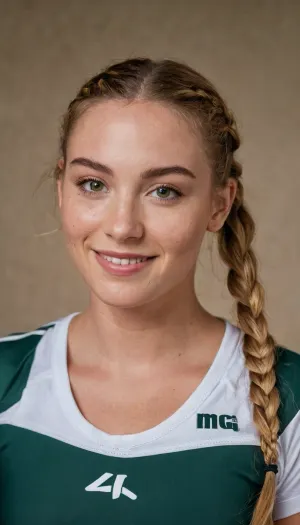 Jodi Taylor, un jugador de voleibol de 20 años con cara redonda, pelo corto y pecas en la nariz, estaba posando para una foto mientras llevaba pantalones cortos de spandex y un sujetador deportivo verde. Su marca de nacimiento a su izquierda