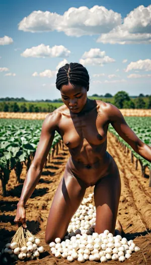 O escravo, chamado Sarah, trabalhava no campo de algodão quando viu uma foto de si mesma num monitor. Estava nua e o corpo estava coberto de suor. Sentia-se envergonhada e envergonhada do seu corpo. Mas então ela percebeu que esta foto