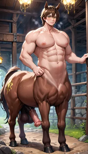 Le centaure avec une énorme érection était à cheval, et il ne pouvait pas s'empêcher de sentir l'envie de sperme. Il a atteint sa queue et a commencé à la piéger, se imaginant en train de baiser une belle centaure féminine. Comme il a frappé plus vite