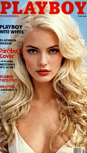 A vintage image of a 18-year-old girl, skinny, platinum white wave hair, ((magazine)), ((high quality)), pale skin, ((cute tall face)), seductive look, ((playboy cover)), playboy, magazine, cover, <lora:playboy_cover_SDXL_v1:.5>, ohwx, woman, <lora:jolie_lora_sdxl_v1-000008:.5>