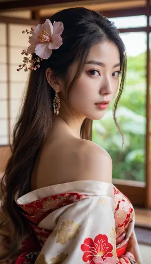 Das japanische Mädchen mit dem schönen Kimono stand vor ihm, ihre weichen Lippen bezwingen ihn, näher zu kommen. Er konnte der Versuchung nicht widerstehen und fand sich von ihrer Schönheit mesmerisiert. Als er ihre langen Haare sah, konnte er