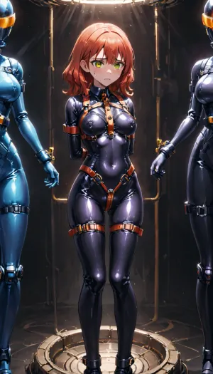 穿着Velcro西装的女孩很兴奋地试穿她的新衣服,这让她可以坚持到任何表面,用"刺"着穿着者在各种姿势上玩耍