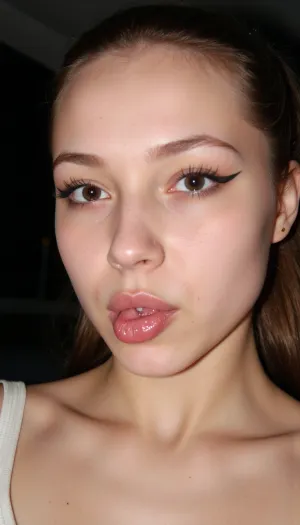 Extreme detailed lips, 8k, amazing quality, close side shot deepthroat face fuck balls deep raw style lighting, raw flash highly detailed face, (1.3), 2 white sexy 18 yr old alt sluts wearing dark e girl makeup, tied tank top, chokes on dick, black pointy nails, pretty nails, big eyes, watery eyes, perfect eyes, big eyelashes, perfect eyebrows, eye liner, clear skin, full lips, perfect lips, perfect nose, dark pig tail hair with two long stands in front, gets face fucked deep, most of penis in her mouth, slobbery, messy, saliva running down chin, deep throat, lines of spit, gagging on 1 male, puts whole penis down her throat, in driver seat of car, grabs her hair, grabs her head, white skin, normal penis, penis is wet, spit all over penis, inserts penis deep in throat, she makes eye contact with viewer, face fuck, throat fuck, at park bench at night, deep, lips around whole penis, she chokes on his dick, whole penis down throat, balls deep, egirlmakeup