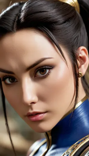 The AI generated a pornographic picture with ultra realistic detail, merging Bayonetta, Chun Li, Tifa, and Tsunade into one character. The character had big-eyed brunette hair and a perfectly face