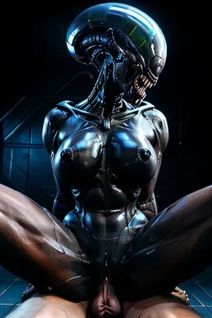 A rainha Xenomorph sentou-se em seu trono, cercada por seus súditos leais. Ela era uma verdadeira beleza, com seios grandes e uma cintura estreita. Seu corpo foi perfeitamente proporcionado e muscular, com seios grandes e uma cintura estreita. Seus olhos estavam profundos