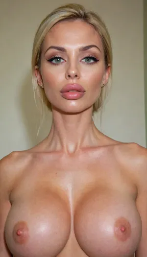 Una donna bionda di 40 anni con una faccia botox e un aspetto simmetrico innaturale si trovava vicino al suo letto, in attesa del quadro perfetto. Era un'artista permanente di trucco che si è specializzata nella chirurgia estetica. Le sue labbra erano perfettamente modellate, le sue guance