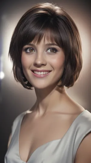 portrait of a beautiful young woman natavarley, short hair, smile, epic, (photo, studio lighting, hard light, sony a7, 50 mm, matte skin, pores, colors, hyperdetailed, hyperrealistic), <lora:natavarley:.7>