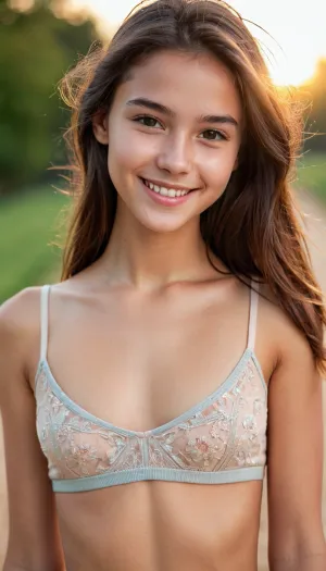 Crop top, Skinny body, Sweet smile, village, RAW photo, portrait, (((skinny))), professional shot, simple background, gorgeous sexy 18-year-old girl, 8k uhd, digital SLR camera, soft lighting, high quality, Fujifilm XT3, (nude:1.4), smooth straight hair, (((visual contact))), (gray eyes), narrow waist, (young:1.6), petite