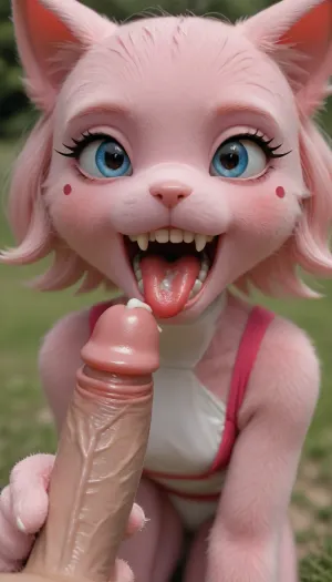 ((1 female palworld-cat, furry:1.3), pink fur, baring teeth:1.4), in the grassland, (eat penis, penis cum:1.6), palworld-cat, pokemon, <lora:palworld_cat_lora:1.5>