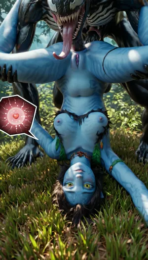 1 girl, 1 venom, torn worker outfit, afraid face, asian, chubby body, anal sex, anal, upside down position, venom dick in ass, penis, dick, face covered in sperm, bestiality, sperm, Kiri, <lora:Kiri_from_Avatar_The_Way_of_Water-000004:2>