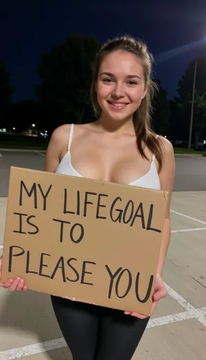 A graceful vow under the spotlight: a pretty woman's determined plea in the night