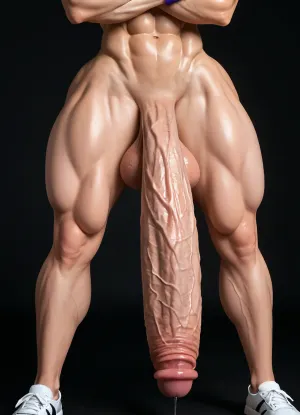 futanari, futa sex, blank background, alone, massive milking boobs, with her knees and handson the floor, massive cock with veins and balls, wide open mouth with her cock in mouth, Turned back, fitness, tall, muscular, muscular legs, huge boobs, head under breasts sucking cock, show whole body