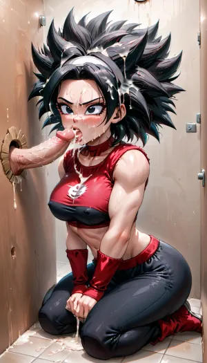 high quality, detailed, detailed face, public bathroom, gloryhole, on knees, sucking penis in gloryhole, cum on face, cum in hair, cum in mouth, glove, white hairband, black under, black clothing, Super_Saiyan_4_Caulifla, 1girl, (crop, top:1), long, black, hair, body, fur, red, black eyes, (Super Saiyan), <lora:JustCum:.5>, <lora:Super_Saiyan_4_Caulifla_SDXL-000006:1>