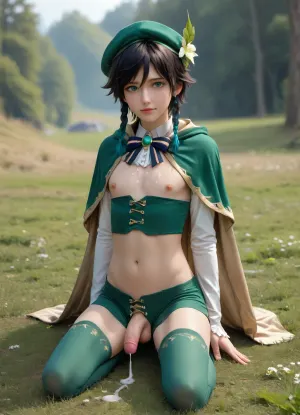 Dk_venti's enchanting seduction: a genshin impact gay yaoiglimpse at the sexy, cute man in a regal cloak