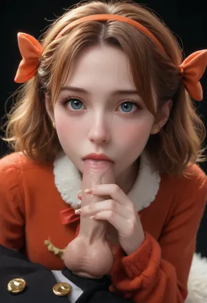 orange Christmas noon. cutie orange neon long fluffy fur girlfoxy girl, disney pixar, orange high pigtail. bow, long black eyelashes, masterpiece. site view. harmony, bohemian, glamour, fantasy, tenderness, beads. baubles, Christmas balls. on a black background. orange gradient Monge. Steampunk Cornacchia, Lee Bogle. Inna Kuzubova., SittingBlowjobQuiron, pose, kneeling, blowjob, <lora:ddkb_v1:.5>