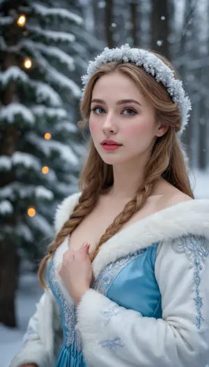 8k winter holiday masterpiece: a richly detailed snow maiden in maximum resolution art