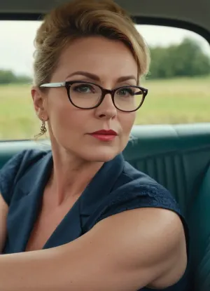 (4K UHD ultra-detailed RAW photo), Pin-up Irish women 45 yo, glasses, very drunk, in car, (4K, high resolution, best quality), (close-up:1.3)