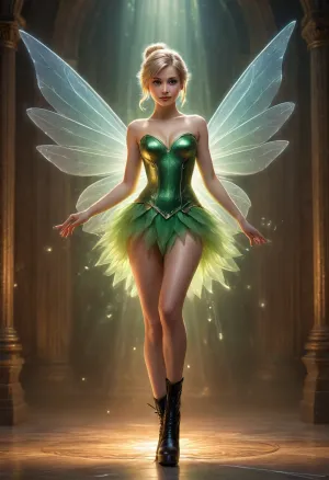 L'allure dévoilée de Tinkerbell : une représentation nue de la force et de la vulnérabilité

- Oui.

Dans l'étonnante représentation, l'image générée par l'IA dépeint Tinkerbell, non dans sa tenue traditionnelle, mais avec une touche inattendue. Elle se tient nue, mais voilée par la translucence éthérée de ses ailes. Le contraste entre ces caractéristiques délicates et les bottes de combat noires ajoute une couche de complexité à son caractère, invoquant des sentiments de vulnérabilité au milieu de la force. Cette image enchanteresse, qu'il s'agisse d'une peinture ou d'une photographie, résonne d'une allure et d'une intrigue indéniables.