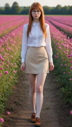 A candid walk: the irresistible charm of an irish girl among blossoms (max. score: 9)