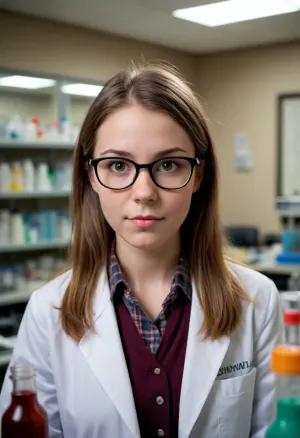 dork, dorky girl, nerdy girl, geeky girl, cute, geek, nerd, nerdy, science, laboratory, lab nerd