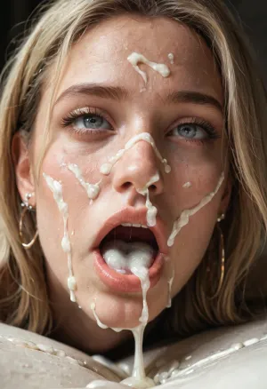 ((ultimate realistic photo)), ((detailed face)), ((close-up on face)), (((open mouth full of creamy cum))), ((blonde cute bimbo)), 21 years old, skinny face, fragile face, perfect face, perfect seductive eyes, perfect sexy nose, perfect mouth, prone bone, (((soft focus))), insanely detailed, innocent, naive, natural, unsuspecting, obedient, desirable, angel-like, (((view down on girl))), ultimate detail, cinematic masterpiece, score 9 up, (((cinematic bright lighting)))