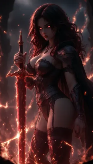 woman, long black messy hair, rings, earrings, necklace, bracelet, strong makeup, big breasts, perfect Body, best quality, perfect face, perfect body, highres, 8k wallpaper, (soft lighting:.5), quality, black hood, cape, ((deathknight black spiky full metal warrior armor)), hood, burning undead tomb, black warpaint, skulls, dynamic pose, fire armor bustier deep cleavage, (perfect ass), (dark red fire), (burning), (Leg armor), hkstyle, nipples, ((dynamic sexy pose)), angry facial expression, flaming eyes, (surrounded by fire), Black Lace Stockings Pantyhose Suspender Garter Belt Thigh High Socks, <lora:hkstyleV5:1.2>, <lora:dark:.6>, (burning dark red greatsword in Hand), very pale skin, (dark red flamewaves:1.5), ((dark red electricity:1.5)), <lora:add-detail-xl:.8>