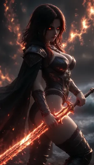 woman, long black messy hair, rings, earrings, necklace, bracelet, strong makeup, big breasts, perfect Body, best quality, perfect face, perfect body, highres, 8k wallpaper, (soft lighting:.5), quality, black hood, cape, ((deathknight black spiky full metal warrior armor)), hood, burning undead tomb, black warpaint, skulls, (burning fireball in Hand), dynamic pose, fire armor bustier deep cleavage, (perfect ass), (fire), (burning), (Leg armor), hkstyle, nipples, ((dynamic sexy pose)), nip slip, angry facial expression, (firewalls), flaming eyes, (surrounded by fire), Black Lace Stockings Pantyhose Suspender Garter Belt Thigh High Socks, ((casting a mesmerizing spell with fire elemental energies swirling around her)), <lora:hkstyleV5:1.2>, <lora:dark:.6>, (burning greatsword in Hand), very pale skin, (dark red fire waves:1.5), (dark red electricity:1.5)