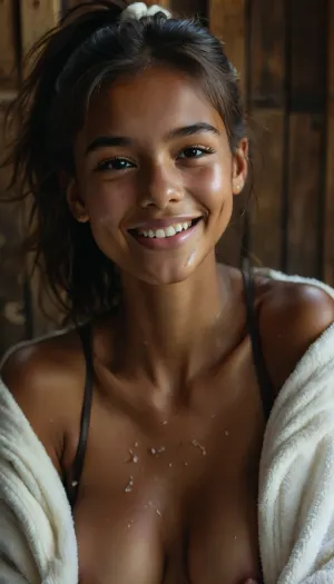 Unter der Wärme: eine Nahaufnahme Erkundung der sinnlichen Schönheit von meika wollard in einer öffentlichen Sauna
