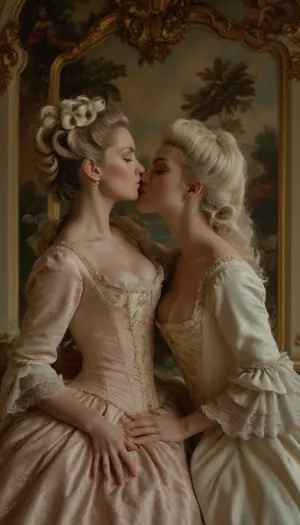 1man, 1woman, (Rude cavalier forces a frightened lady to kiss), Rococo Cinderella as glamorous opera star, elaborate gown, huge rococo hair, head and shoulders portrait, 18th, century, corset, lingerie, <lora:rococo:.5>, AH_Fragonard, rococo, french, painting, <lora:293943_training_data:.8>, style, of, patten, Rococo, <lora:tbh356-sdxl:.8>