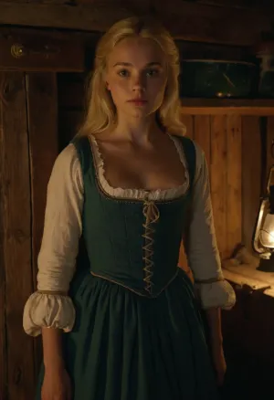 ((18 yo innocent petite blonde girl)), 18th century clothing, in cabin in the woods at night, skirtlift, showing perfect pussy, UHD 8K, cinematic masterpiece, maximum quality, maximum details, realism, score 9, score 8 up, score 7 up