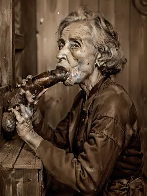 (Only one woman:1), (side view blowjob), cracked old sepia photo, 1930 Oklahoma dustbowl, a destitute elderly wife sucks a cock, 1930s granny, Great Depression, Depression-Era, Dustbowl Oaky woman, interior farmhouse, calico dress, sepia tone, old tintype photograph, old woman sucking cock, ansel adams portrait
Detailed, natural, skin, and, blemishes, without-makeup, acne, a, cock, nostellum, sucking, man's, penis, (((RawBBCBlowjob))), sepia, old, photo, damaged, early, 19th, century, <lora:FDSkinDetails:.3>, <lora:RawBBCBlowjob:.9>, <lora:oldPhoto_v1.0:.8>