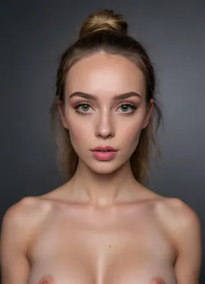 great masterpiece, highes possible quality, maximal possible resolution, 4k, (the highest possible natural:1.99), perfect rendering of requested parameters of the picture, (wild sexy erotic model:1.3), (maximal sexy face:1.9), 36 y.o., (symmetrical face:1.9), busty, (fully closed mouth:1.9), only naked, (waist view:1.9), epic natural detailed skin on the nose, epic natural under-eye skin, (shading maximal darkness:1.9), epic natural pattern of lips, her perfect breasts is visible, shows her tits, slim body, eyes on the same line, epic realistic pattern of the lips, epic natural all patterns, epic natural skin of the body, maximum epic natural rendering to detail, epic natural texture of skin, (epic photorealistic maximal deep darker shadow:1.99), (tonused tits:1.9), (large silicone tits:1.99), (epic photorealistic minimal sharp light:.01), grey eyes, (maximal sexy facial features:1.8), (straight form of upper lip:1.3), beautiful straight nose, (straight and wide upper lip:1.8), (accurate tip of the nose:1.6), (fully closed lips:1.3), the highest possible clarity, the greatest possible rendering of the smallest details, sexy slim tonus body, proportional face, pale skin, (the most beautiful girl in the world:1.999), focused on her chin, (epic natural facial skin:1.9), (epic natural high quality detailed and symmetrical eye whites and irises and eyelids and eyelashes and lips and eyebrows and all facial proportions and nose and pupils:1.9), (epic natural and symmetrical nipples and cheek and cheekbones:1.9), (epic natural forehead and hairline and lipline and nipples skin and hair roots:1.9), epic natural reflections in her eyes, (absolutely dark room:1.9), (blonde with pale-rainbow hair:1.3), sexy makeup, lean cheeks, fitness girl, (epic natural clear lip contour:1.99), (the shadow is maximal harsh:1.9), (shadow are too mach deeper:1.9), lustful look, (epic photorealistic maximal sharp shadow:1.99), (epic photorealistic light reflection:.01), (solid black background without lighting reflections:1.99), (epic natural nasolabial angle and nasofrontal angle:1.9), (epic natural all skin irregularities on the face:1.9), (minimal lightning brightness:.01), (shadow more contrast:1.99), (she in absolute darkness:1.99), priority is the highest quality of face and eyes and irises and pupils rendering, lighting in front of her only, white european woman
