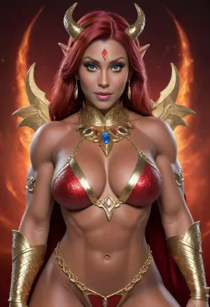 (Alexstrasza:2), (full body), nude, extremely attractive, wow factor, stunning, incredibly pretty, sultry expression, sensual eyes, model face, a perfect 10, superb, beautiful, earrings, athletic, muscular, high resolution skin, 8k, 150mm, subsurface scattering, highly detailed eyes, ultra realistic skin, gorgeous face, hyperrealistic, facial muscles, nice stomach, athletic legs, big meaty inner labia, posing, sweaty, muscular lower body, tall, camera looking up, boobs, big nipples big areola, dark curly hair, freckles, toned abs, huge quads, Hairy pussy, dark female pubic hair, <lora:uberfit_lora_sdxl:.5>, <lora:253562_training_data:.8>