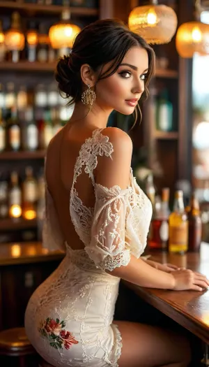 Resplandor de oro: un momento atemporal en una escena de bar de lujo generada por los ai