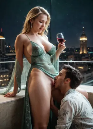 A twilight masterpiece: a tale of elegance and intimacy in a penthouse skyline