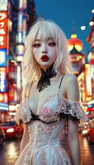 gothic, goth, (asian), pale skin, dark black eyes, white hair, bangs hair, black eyeliner, (black lipstick), white skin, perfect eyes, small eyes, detailed eyes, small nose, good anatomy, ultra detailed, high resolution, fake breasts, slut face, whore, (ahegao:1), sexy posing, (illustration:1), (hand drawn:1), (anime:1), <lora:MJ52:1>, <lora:EnvyZoomSliderXL01:-1>, <lora:detailed_notrigger:1>