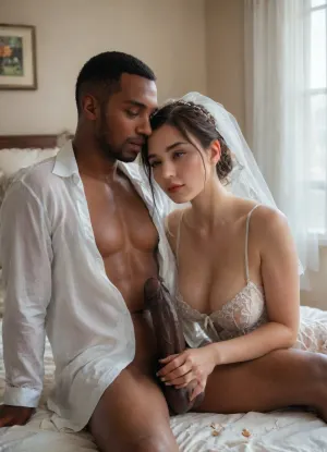 ((interracial)), An artistic and sensual boudoir wedding photoshoot in a soft, giant black penis, thick black penis, warm, romantic light. A stunning Iranian bride with thick black eyebrows, long straight jet-black hair, and glowing olive skin, dressed in delicate, sheer white lace lingerie with subtle bridal elements. She radiates passion and elegance. Beside her, a muscular and attractive Nigerian black skin brutal man, dark skin, and intense eyes, partially dressed in a loose white linen shirt, open at the chest. The couple embraces intimately on a luxurious bed draped in soft white linens and rose petals. Their chemistry is powerful and deeply romantic, filled with desire and connection. The setting is a bright, bohemian room with natural light, sheer curtains flowing, vintage furniture, and soft focus. Captured in the style of high-end fine art photography with cinematic composition and a sensual, editorial tone., ac_neg1, green, eyes, blue, brown, perfecteyes, double, exposure, merging, blending, head, animal, person, Art, Deco, <lora:PerfectEyesXL:.7>, <lora:aidmaDoubleExposure-v0.1:.7>, <lora:dAIversityUnderstandingXLRealistic:1>, <lora:JJsArtDeco_XL:.7>