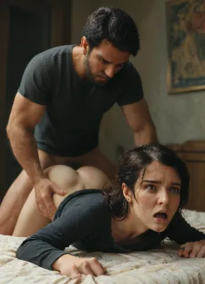 (Movie poster for a 1960s horor movie version of breakfast at Tiffany's:1), (strong black masked man and with ripped black shirt), red eyes, doggystyle sex, beautiful 25 years-old woman, with long wave black hair, rough sloppy sex, primal mating, cum inside, growling, impregnation, moaning and drooling from the mind melting orgasm, small boobs, impossible fit, grabbing her waist, grabbing hair, (/Ben10), /, (ultra, HD, quality, details), (green, eyes), flat, chest, pale, purple, kokkoro, (tied hands), absolutely, terrifying, (black hair), (big ass), (very pale skin), <lora:Modern_Werewolf:1.4>, <lora:MJ52:1>, <lora:absolutely_terrified:2>