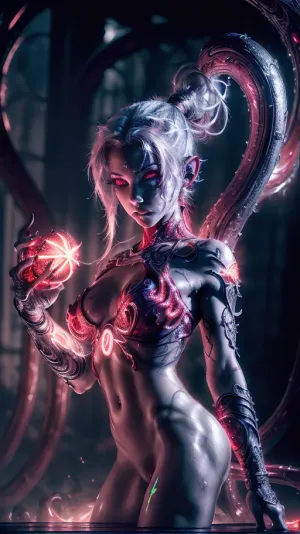 white hair, slutty pose, big cock, (naked:1.4), (lots of highly detailed glowing bodyjewelry:1.6), ultra detailed, cinematic lighting, 8k, (high resolution:1.4), slim gymnast body, (really long ponytail:1.4), (18 year old young girl:1.6), _breasts, (red glowing magic on body:1.6), V0id3nergy, <lora:kVoidEnergy-000001:.7>, MFBP1, <lora:model_full_body_v1:.5>, <lora:more_details:.6>, dark, theme, <lora:LowRA:.5>