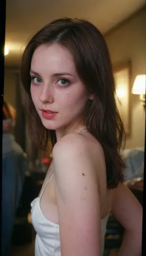 (pale skin tone), brunette dark hair, (desaturated skin color), (real amateur party), (spontaneous surprise photo), (amateur photo), (unprepared photo), (raw unedited photo), (improvised pose), (rear view), (side view), (close-up), (taken from a Samsung Galaxy), full body photo, (((Dark room))), (((low lighting))), (((Night))), (((camera flash))), light off, (strong flash:1.2), (((Amateur photo))), (((Candid photo:1.3))), №########################, (at night), (dark shed), (lights off), (camera with flash Polaroid), (Cool indoor lighting), (Direct flash photo), (Overexposed flash), (Strong Shawdons), (Sharp Shawdons), (Low Contrast:2), (Noise in dark areas), (Bright reflections on surfaces), (Sharp background), (Background in focus), (No background blur), (Sharp background details), (Fluorescent lighting hue), (Cool white balance:1.3), (White shadows), (Artificial lighting with white tint), Showgirl, Girl, Emo, Long, Hairstyle, Optional, Myspace, Image, badquality, 1990sanalogphoto, 90s, style, 80s, Analogic, 1990s, olddigitalcamera, raw, light, leak, film, grain, jpeg, artifacts, low, res, quality, <lora:badquality_v02:.8>, <lora:1990sAnalogStyle:.8>, <lora:Portraits_and_beuty (1):.8>, <lora:Old_Digital_Camera:.8>