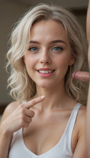 white girl pointing at a man's very small penis and laughing