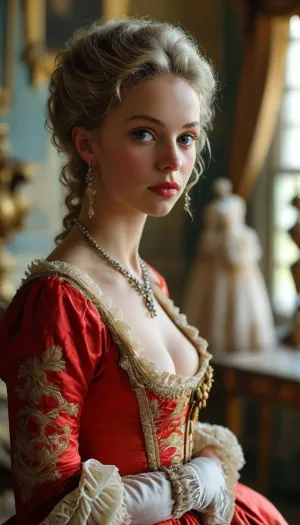 Queen of France, (Maria Antoinette), and a musketeer, in 1800s French clothing, 20-years-old, palace of Versailles, cleavage, ample breasts, ultra high quality, photorealistic, (exposed breasts), puffy nipples, long nipples, big areolas, beautiful eyes, perfect face, smirking, erotic, pussy shot, <lora:MJ52:.8>