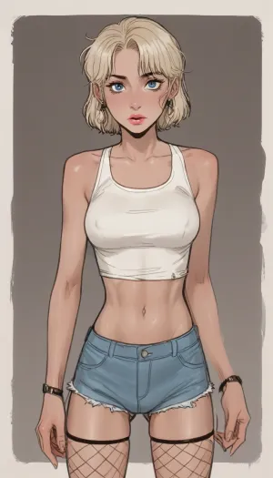Le "mani perfette" di Syd mead: un'opera retro-futuristica ispirata agli anime degli anni '90 con una bambola in rete e micro shorts