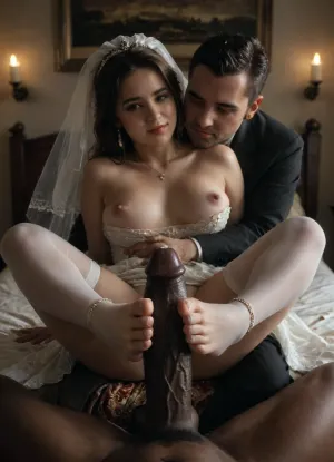 열정의 밤 : 달빛 (romantic_couple_poses, footjob, high-quality detail) 아래 인종 커플의 판타지가 펼쳐집니다.